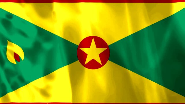 Waving flag of Grenada with fabric texture and soft folds