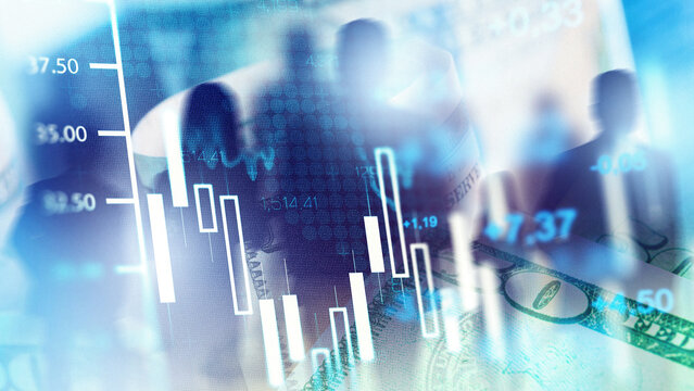 Business chart with stock exchange data shows trading activity and financial information