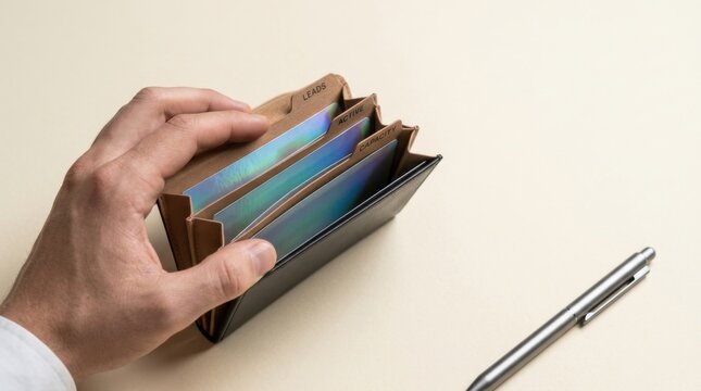 Person holding a wallet to represent sales capacity and the expansion of document handling without losing organization