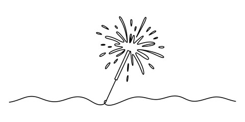 Continuous one line drawing of a burning sparkler firework © Graphics Art