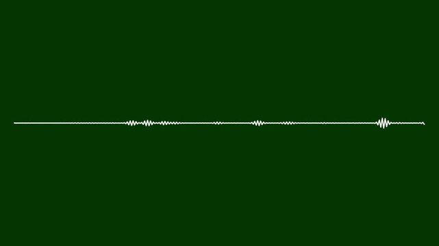 4K Digital music soundwave visualization featuring animated white frequency bars, abstract audio oscillation, minimal equalizer design, seamless loop dark green background
