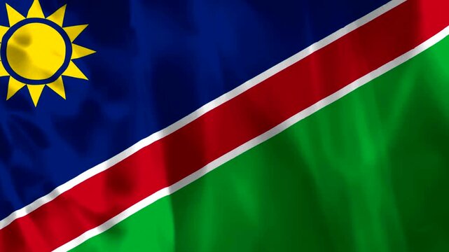Waving national flag of Namibia with realistic fabric texture and folds
