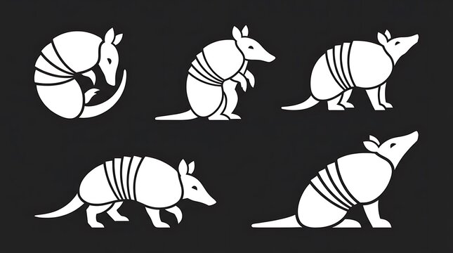 Armadillo Animal Silhouette Poses