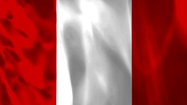 Waving national flag of peru featuring red and white vertical stripes with fabric texture effects