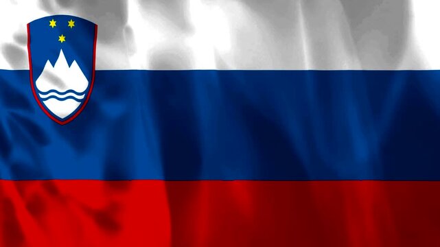 A highquality realistic waving national flag of Slovenia with fabric texture details