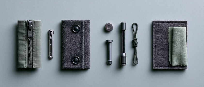 Modular tactical gear components laid out