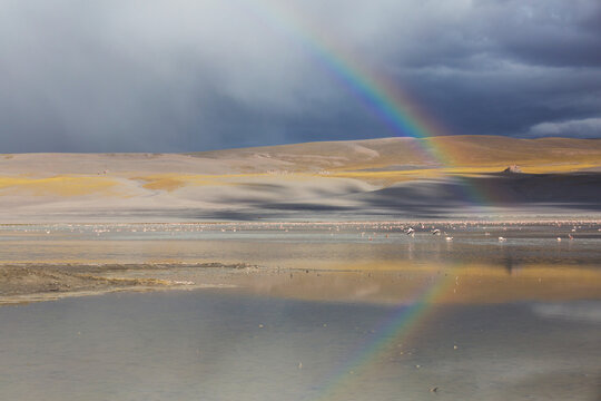 Rainbow in mountains