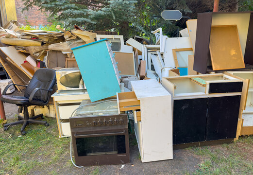 Household Furniture and Electrical Appliances for Bulky Waste Recycling &ndash; Sustainable Waste Disposal Concept