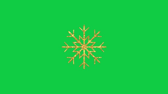 Rotating Gold Snowflake, Sparkling Isolated Green Screen Loop Animation for Christmas, Winter & Holiday Videos, 3d golden snow flake social media overlay motion design element