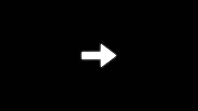 Glowing white color right arrow icon inside a circular futuristic interface. Modern digital representing forward direction, user interface control and advanced technology concept on black background.