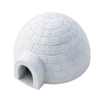 White ice block igloo structure isolated on transparent background png cutout