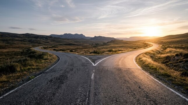 Road splitting into two directions