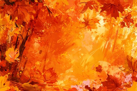 Autumn leaves falling abstract painting background