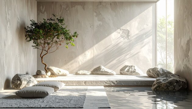 Serene Spa Room with Natural Light and Greenery.