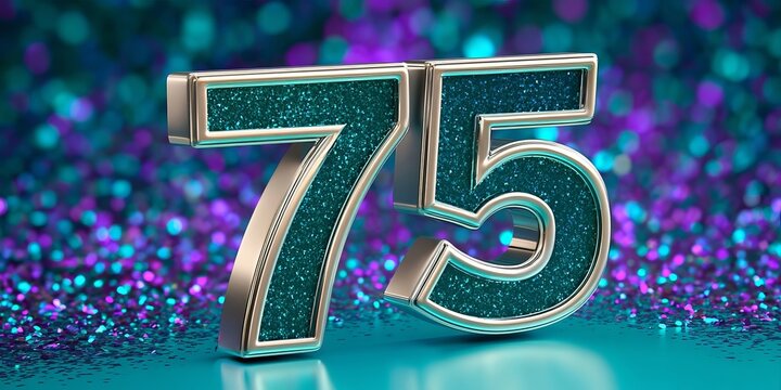 Seventy five 75th Jubilee Anniversary Number Digit Design Glitter Confetti Birthday Celebration Idea