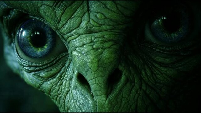 The head of a green alien.