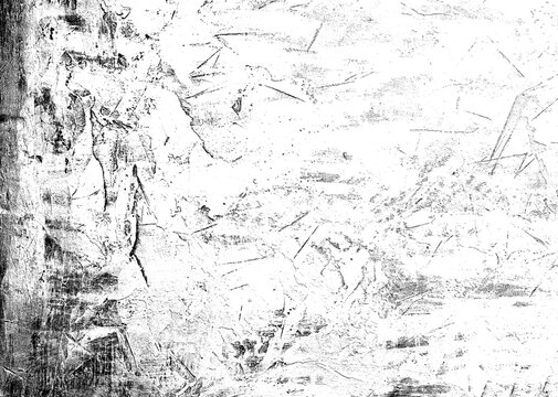 Black and white background with abrasions and cracks on a cement surface