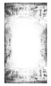 Vertical grunge photo frame with scratch, abrasion and fading texture