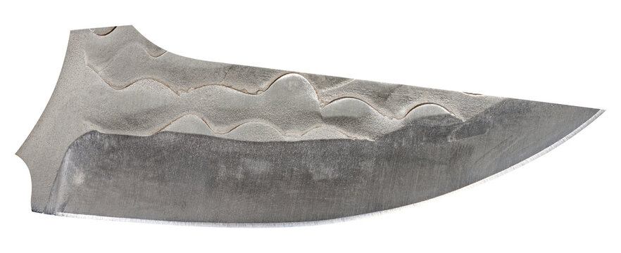 Damascus steel knife blade on isolated background