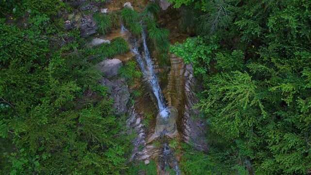 Sibiscal Waterfall in the municipality of Aisa in the Western Valleys Natural Park. La Jacetania region, Huesca, Aragon, Spain, Europe.