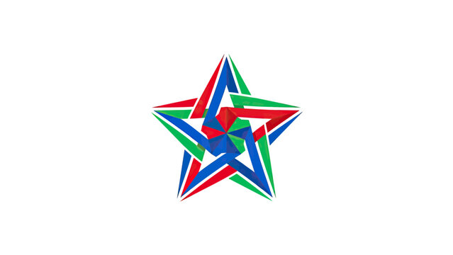 Abstract Geometric Star Logo Design With Interwoven Colorful Lines