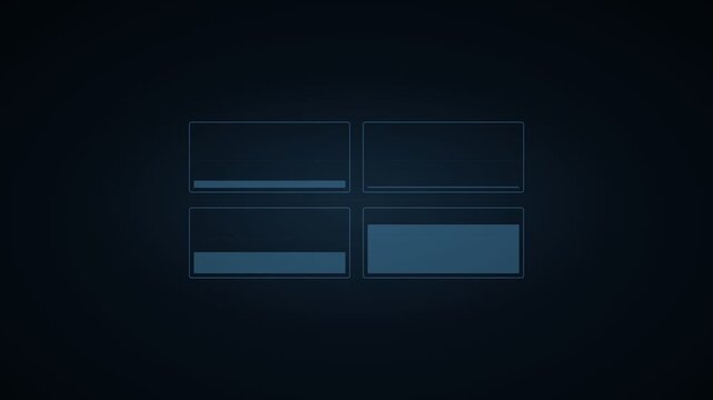 Futuristic digital interface with loading bars, blue HUD data visualization, high-tech progress indicators for software UI
