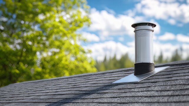 Flexible rubber boot or collar on a roof pipe flashing assembly, which seals the gap around a plumbing vent stack