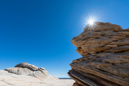 USA, Utah, Canaan Mountain, Hildale, hiking trip towards White Domes and Water Canyon, sandstone rocks