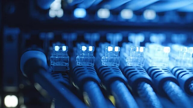 Ethernet cables plugged into server ports.