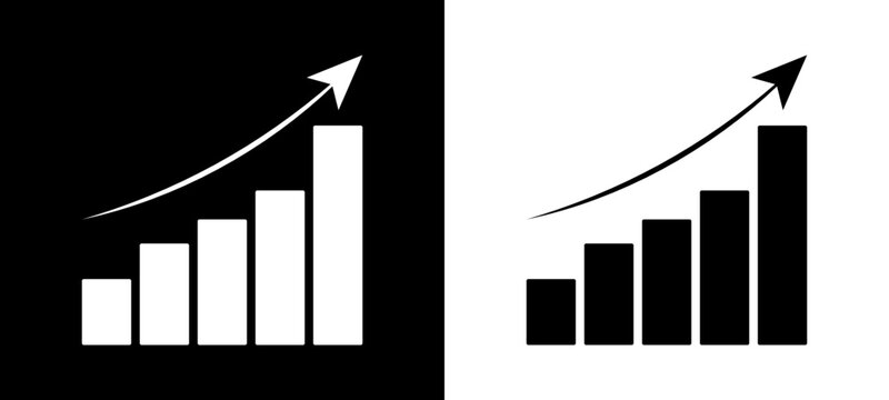increase success line icon in white and black colors. increase success flat vector icon from increase success collection for web, mobile apps and ui design
