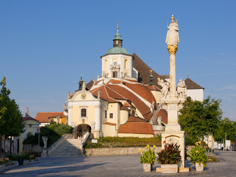 Austria, Burgenland, Eisenstadt, Bergkirche and St Mary's Column