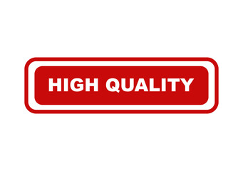 Fototapeta premium Red rectangular button label with the words high quality written in white text centered inside a bold rounded frame isolated on transparent background