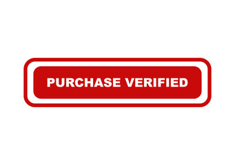 Fototapeta premium Red purchase verified badge label with bold white text for online shopping checkout and secure payment confirmation isolated on transparent background