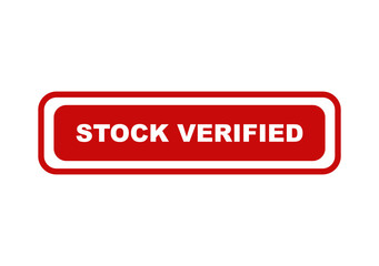 Fototapeta premium Red rectangular badge sign with stock verified text written in white bold letters for business and marketing concepts isolated on transparent background
