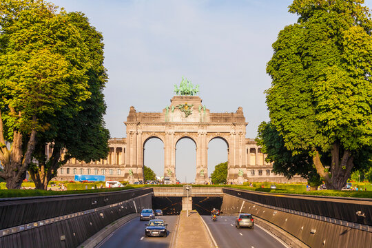 Belgium, Brussels, Parc du Cinquantenaire, Triumphal Arch, Avenue John Kennedy