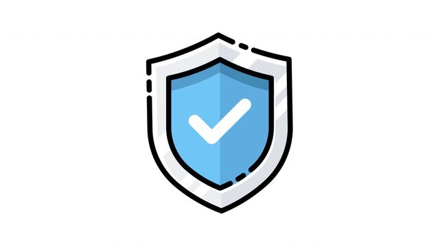 Blue Shield Icon with Check Mark Symbol.