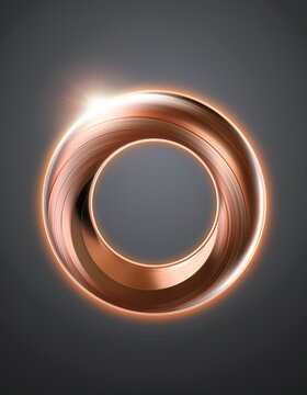 Abstract Copper glitters glow ring eclipse on gray background