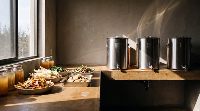 Circular bioprocess ingredients beside compact fermenter vessels