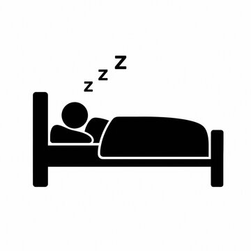 Sleeping Person in Bed with Zzz Symbol Minimal Black Icon