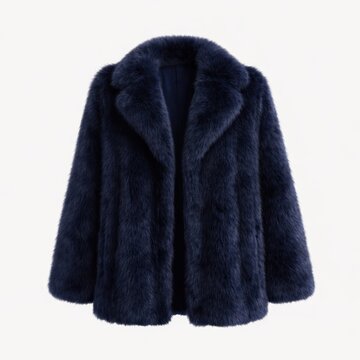 Luxurious navy faux fur coat