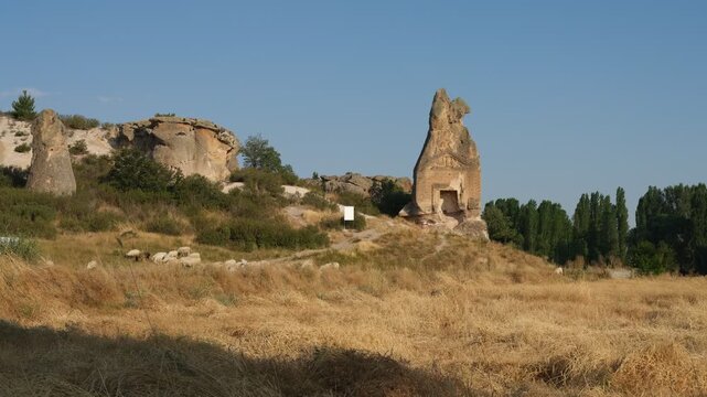 Aslankaya temple in Phrygian valley. T&uuml;rkiye travel destinations.  Afyonkarahisar city. Turkey country. 4k video 