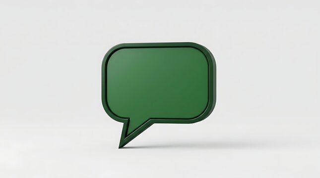 Empty green speech bubble icon on gray background with dialogue