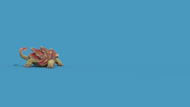 Blue Screen Monster Turtle Attacks Side Loop 3D Animations Rendering GCI 4K