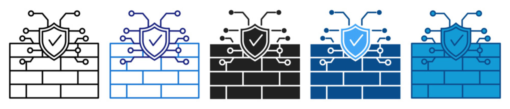 Firewall icon set in multiple style