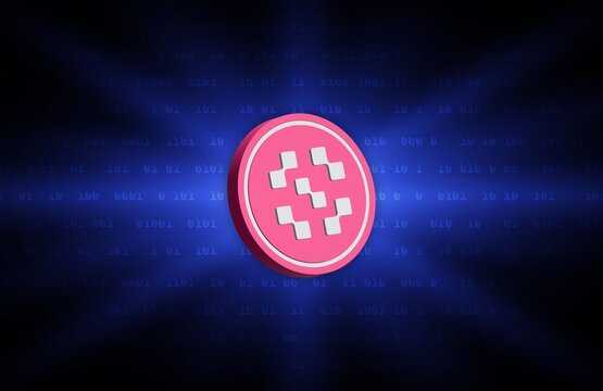 Image of sentient-sent virtual currency on a digital background. 3d illustration.