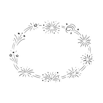 PNG Decorative fireworks frame illustration.