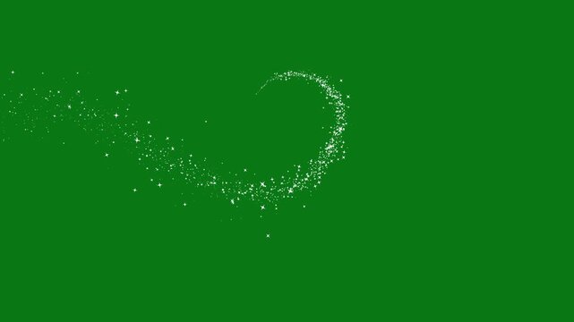 Magical glitter trail line animation, doodle stars motion, magic light effect curve trail magic sparkling bokeh effects. Smooth glowing particles motion, seamless fantasy effect on green screen 4K