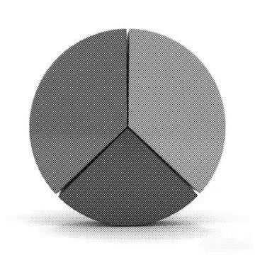 Grayscale Three Segment Pie Chart with Halftone Bitmap Effect