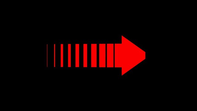 Minimal Arrow Icon Concept Animation Moving Right to Left with Looping Motion, Loading Spinner Effect and Navigation Symbol on Black Background for Modern UI Design
