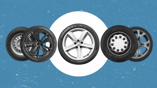 Tire shop, auto service and car wheel tyre. Choosing the right car tires.